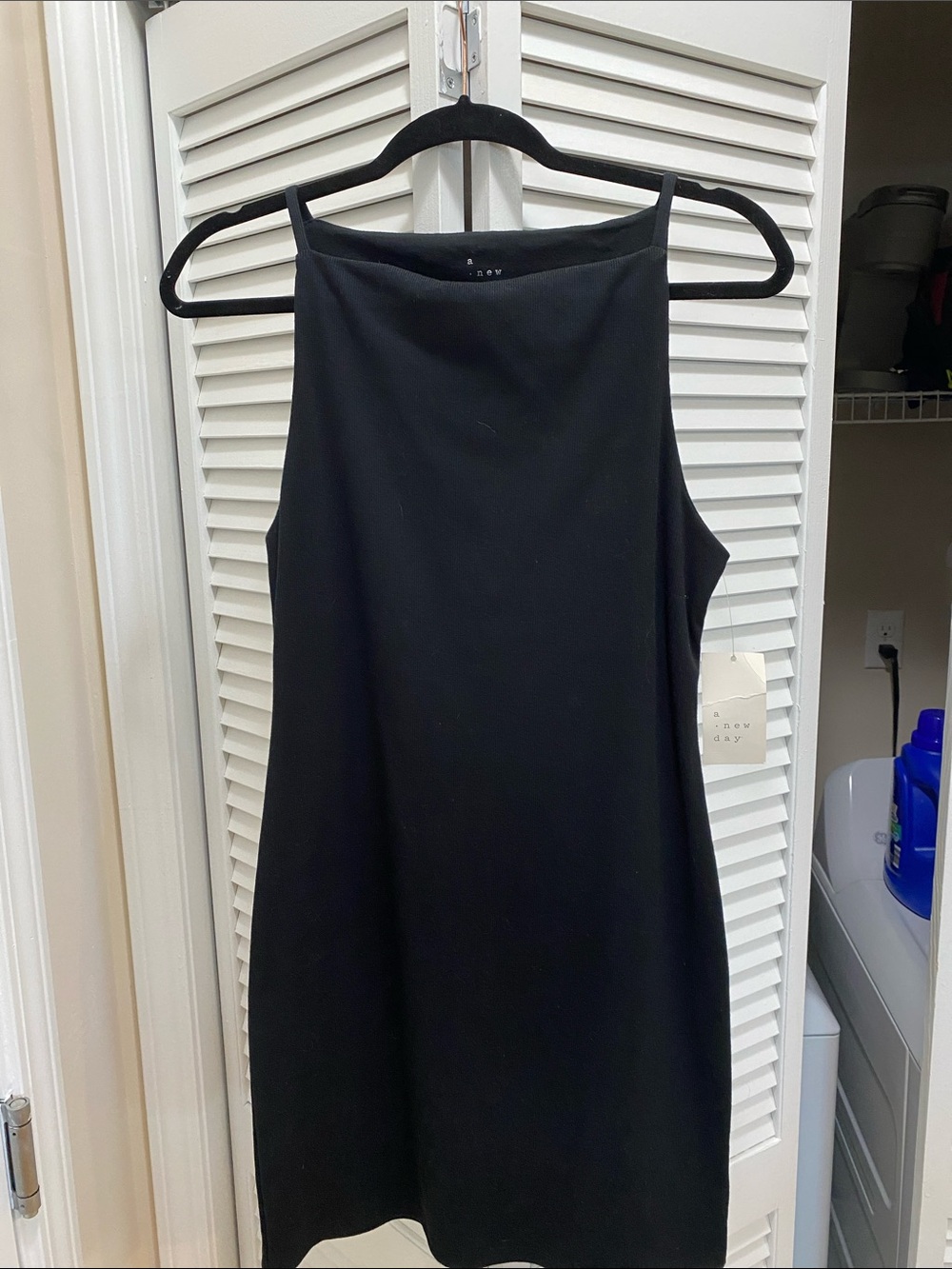 a new day Black Mini Shift Dress with High Neck